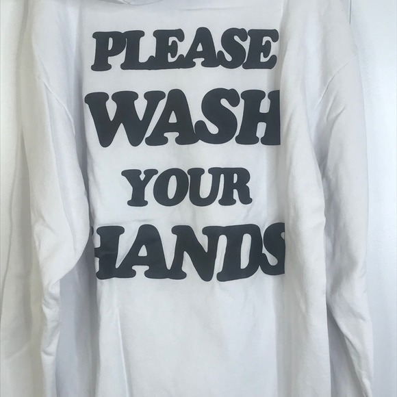 Talentless White Hoodie "Please Wash Your Hands" Sweatshirt SZ XL - Picture 4 of 10